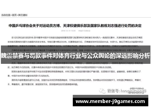 魏震禁赛与罚款事件对体育行业与公众舆论的深远影响分析 魏震禁赛与罚款事件对体育行业与公众舆论的深远影响分析